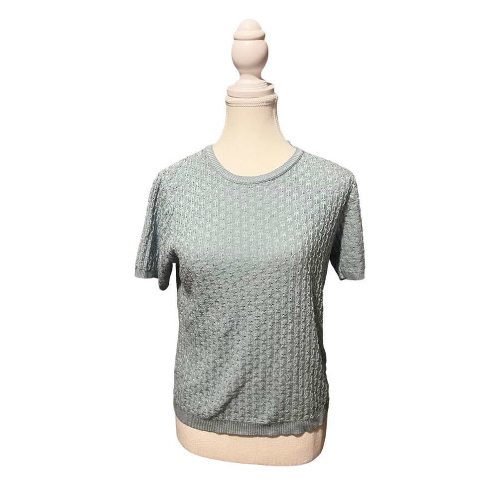 Alfred Dunner Soft Gray Textured Knit Sweater